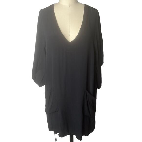 Cousin Earl Black V Neck Tunic Dress Size Small/Medium - Picture 1 of 6